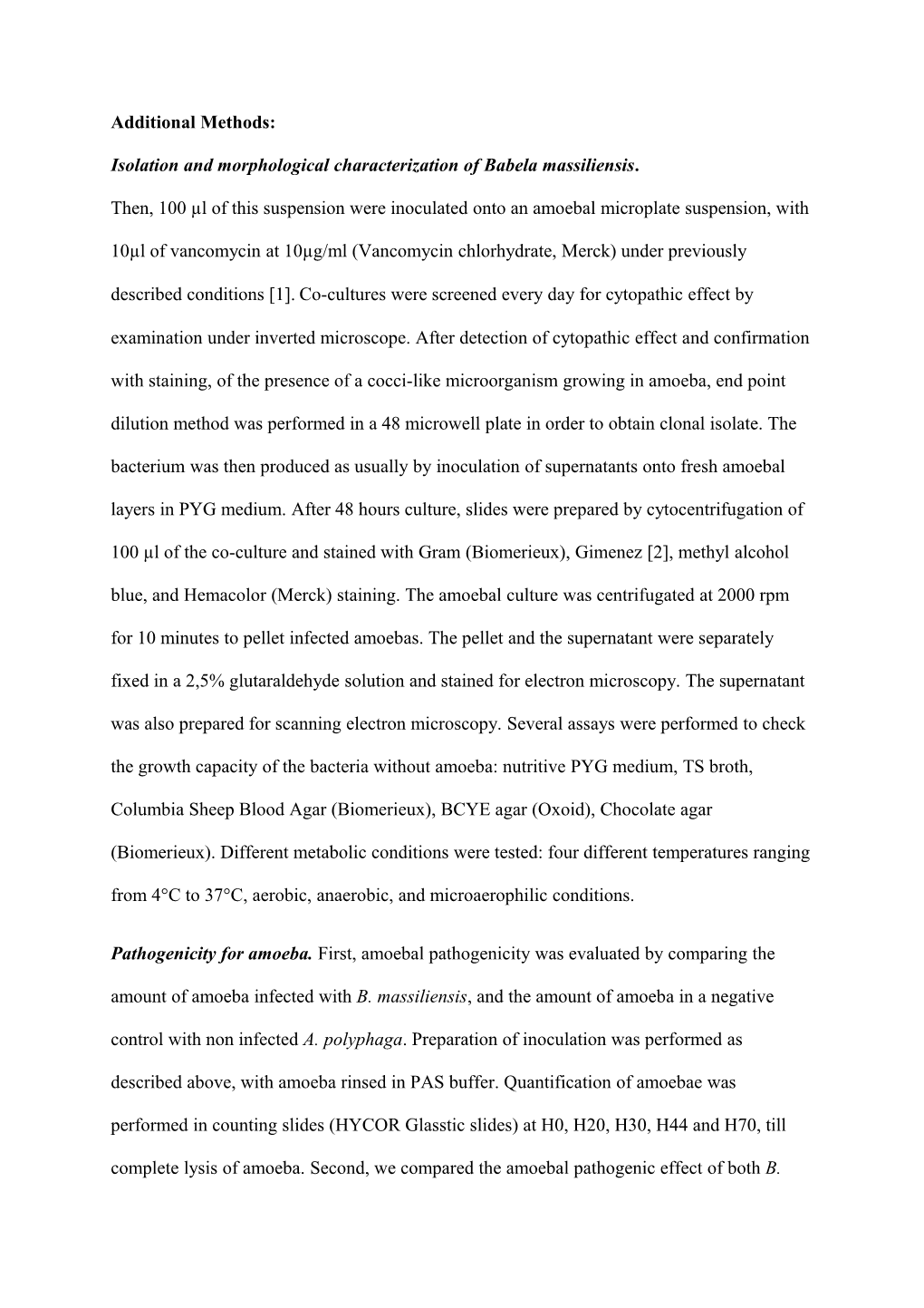 Isolation and Morphological Characterization of Babela Massiliensis