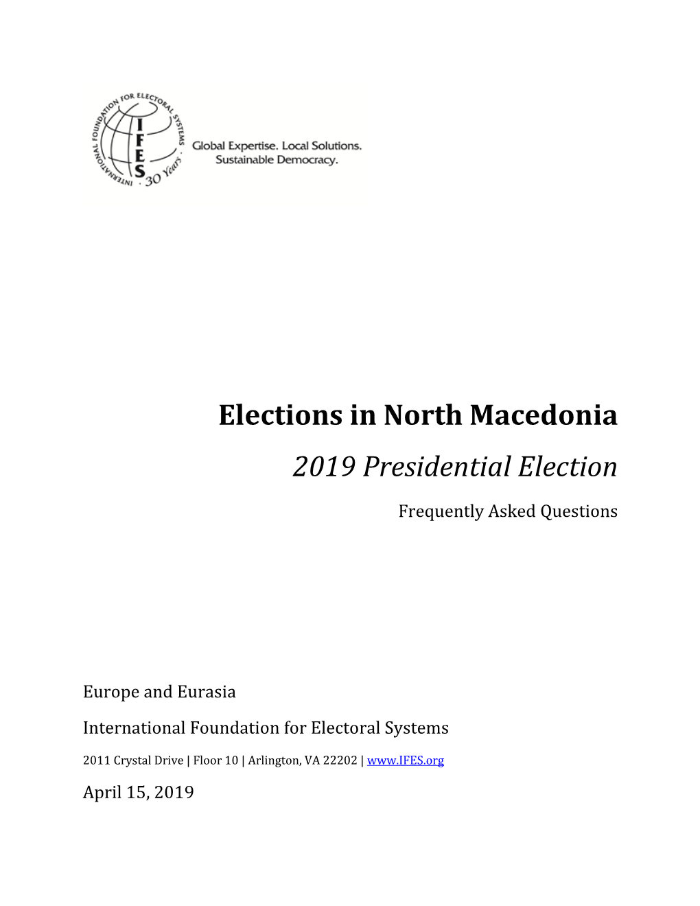IFES Faqs on Elections in North Macedonia