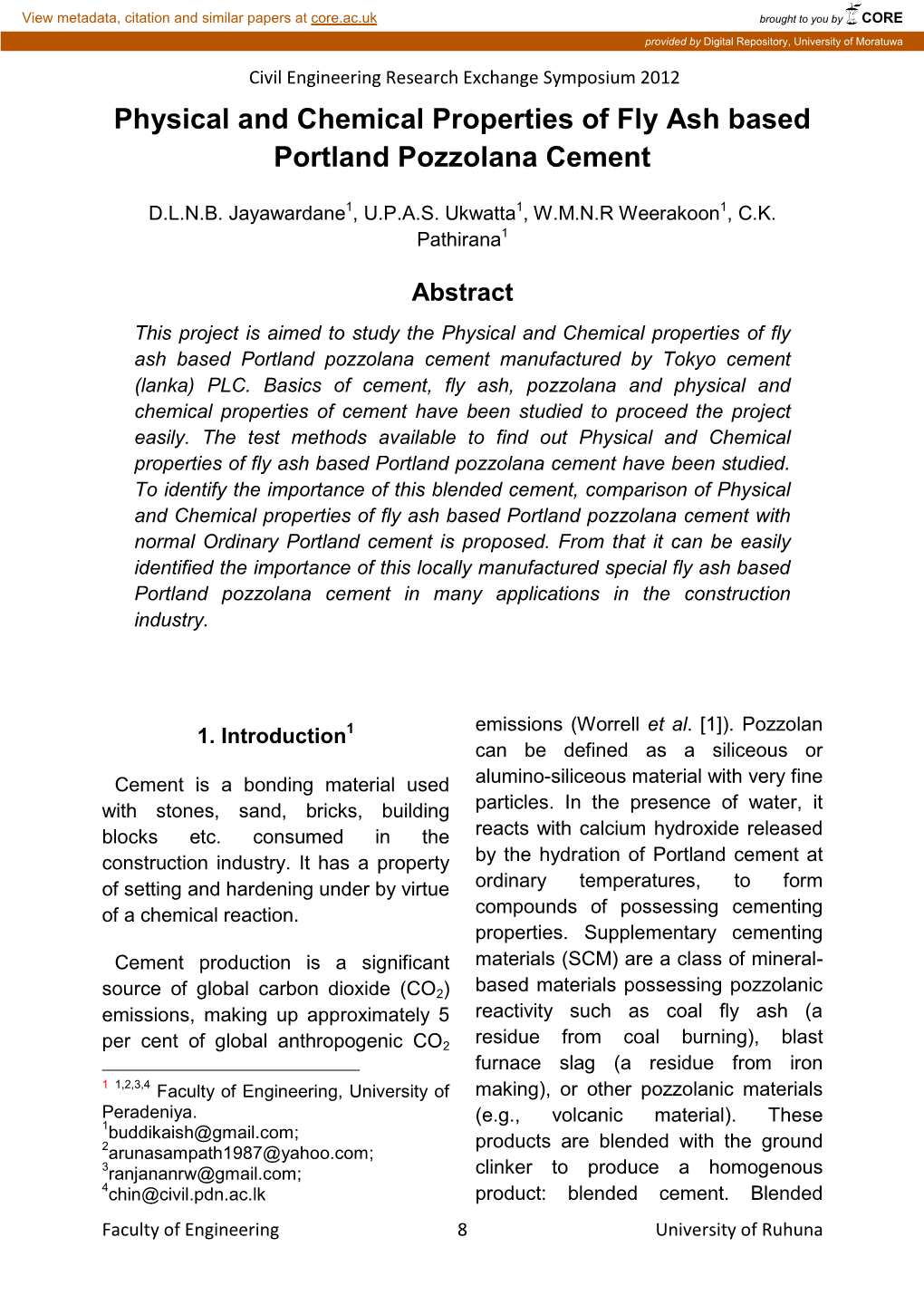 Physical and Chemical Properties of Fly Ash Based Portland Pozzolana Cement