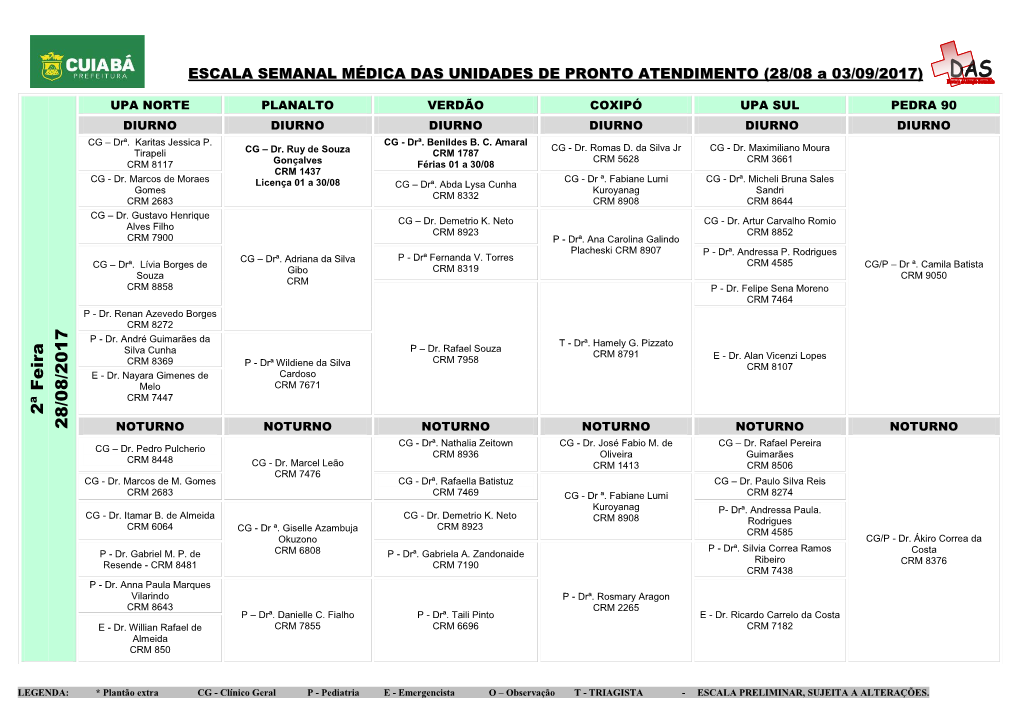 2ª Feira 2 8 /0 8 /201 7