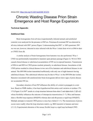 Chronic Wasting Disease Prion Strain Emergence and Host Range Expansion