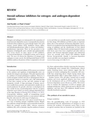 REVIEW Steroid Sulfatase Inhibitors for Estrogen