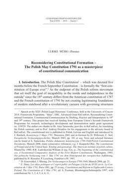 The Polish May Constitution 1791 As a Masterpiece of Constitutional Communication