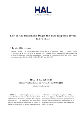The 1725 Ripperda Treaty Frederik Dhondt