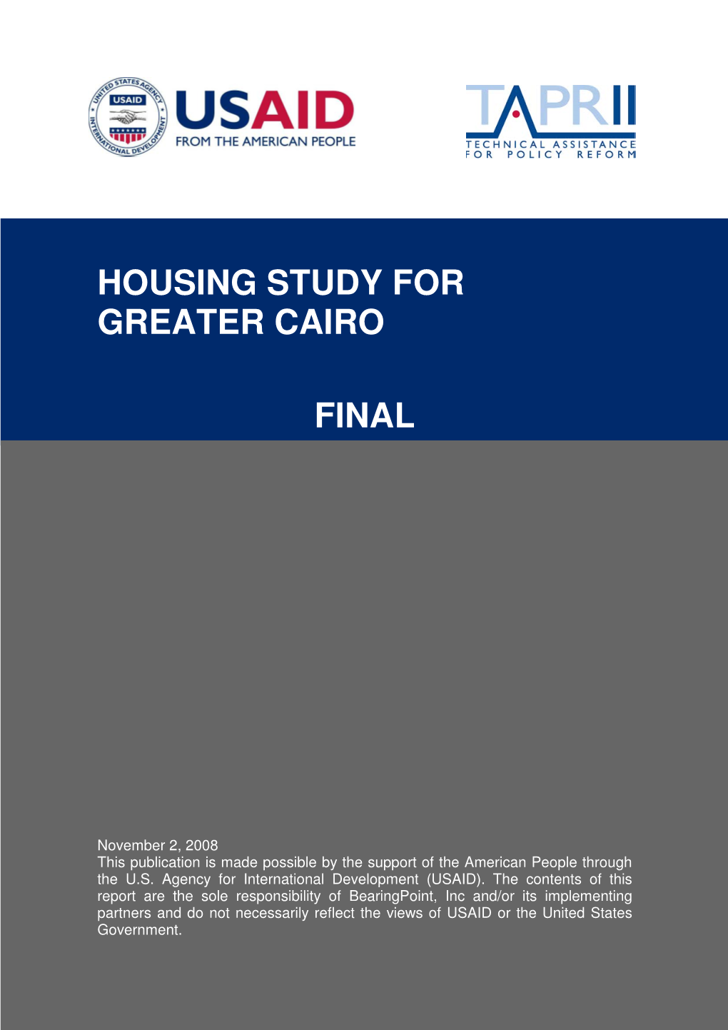 Housing Study for Greater Cairo Final