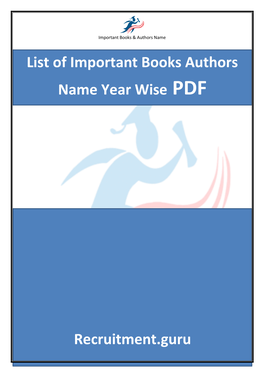 List of Important Books Authors Name Year Wise PDF Recruitment.Guru