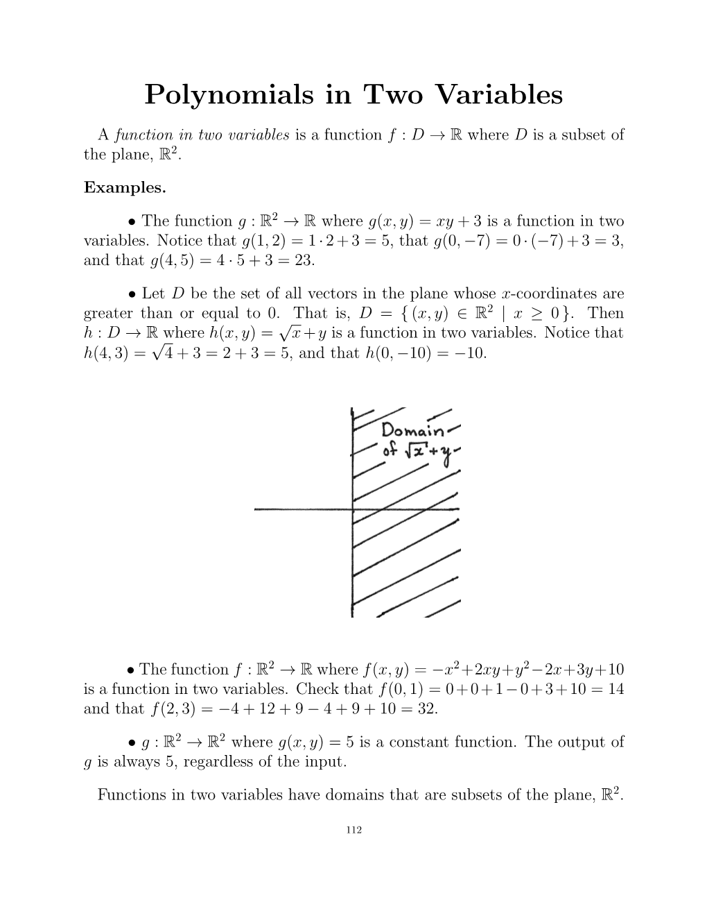 Polynomials in Two Variables