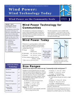 RERL Fact Sheet 1, Community Wind Technology