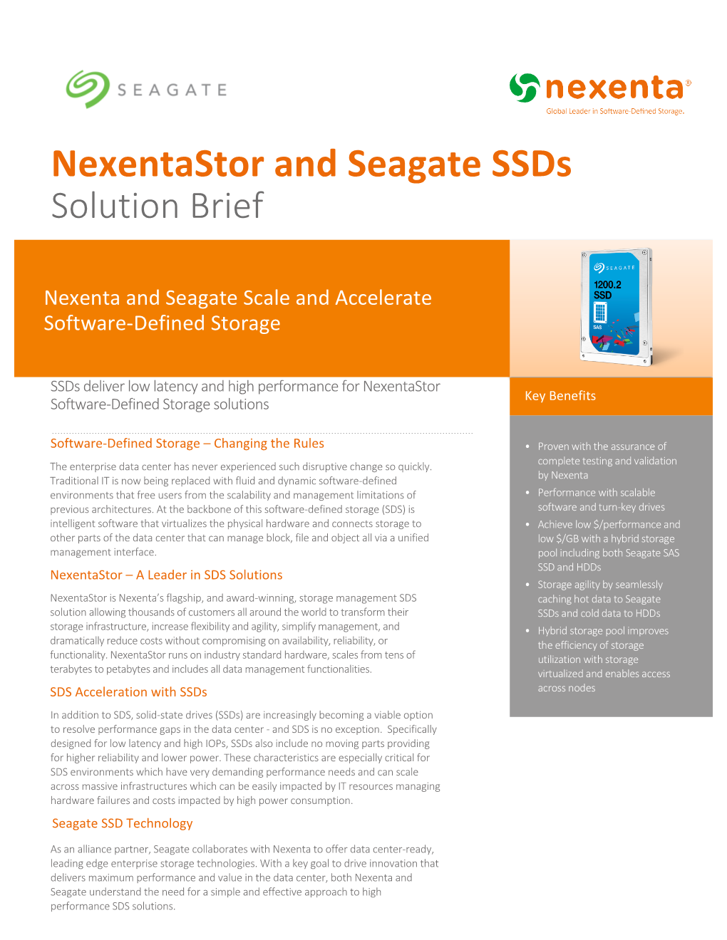 Nexentastor and Seagate Ssds Solution Brief