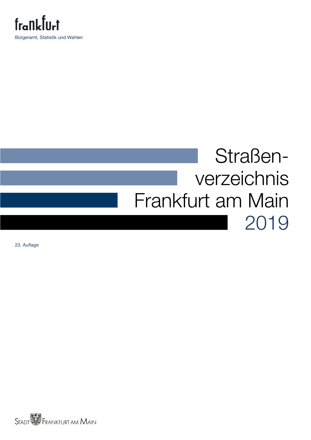 Straßen- Verzeichnis Frankfurt Am Main 2019