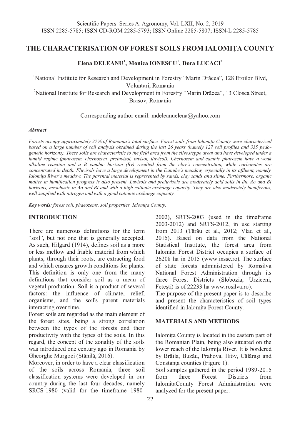 The Characterisation of Forest Soils from Ialomița County