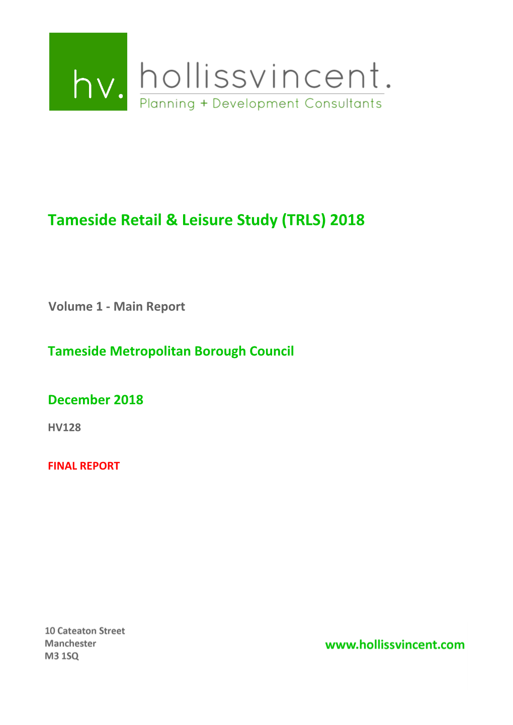 Tameside Retail & Leisure Study (TRLS) 2018