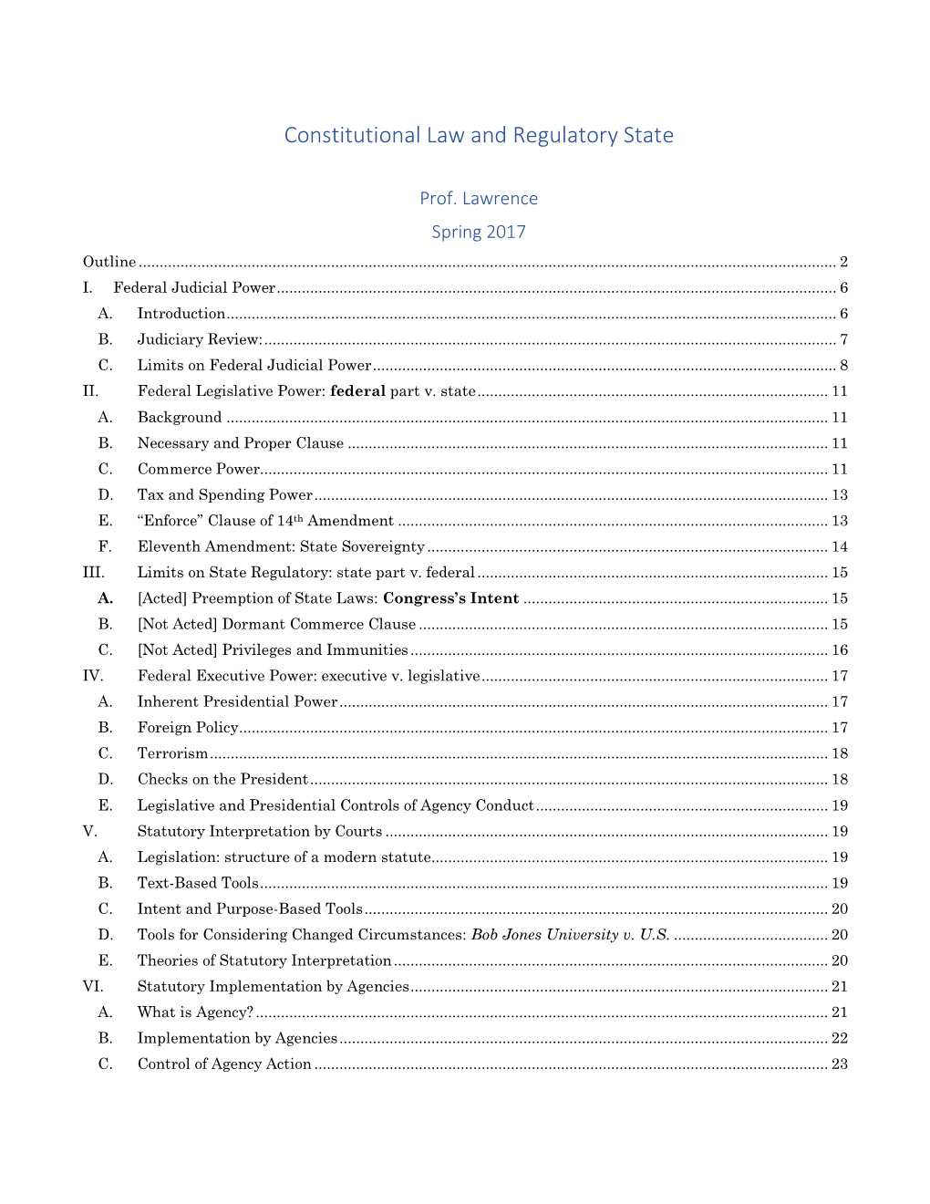 Constitutional Law and Regulatory State