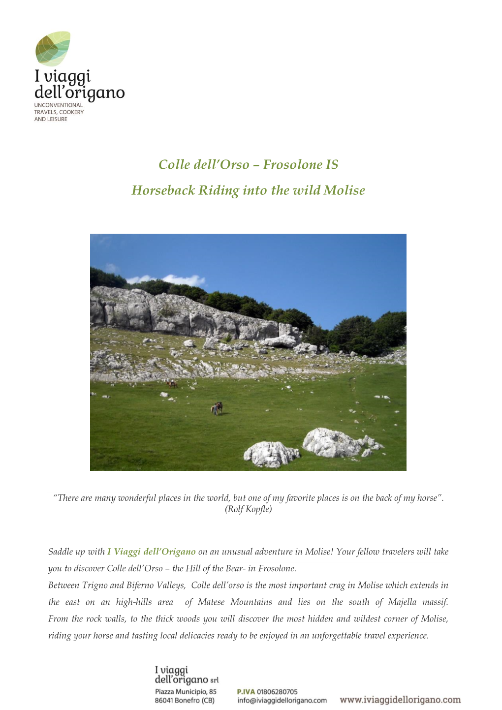 Colle Dell'orso – Frosolone IS Horseback Riding Into the Wild Molise
