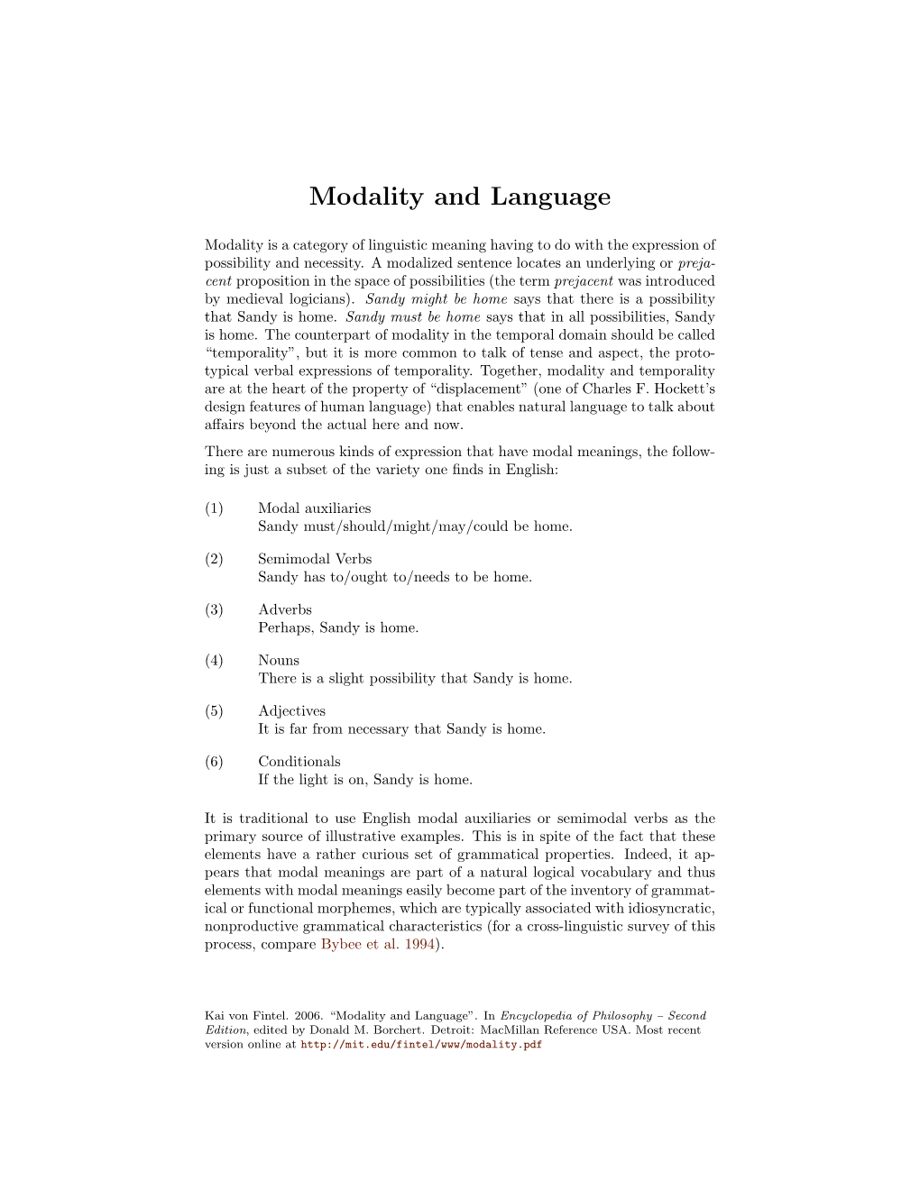 Modality and Language