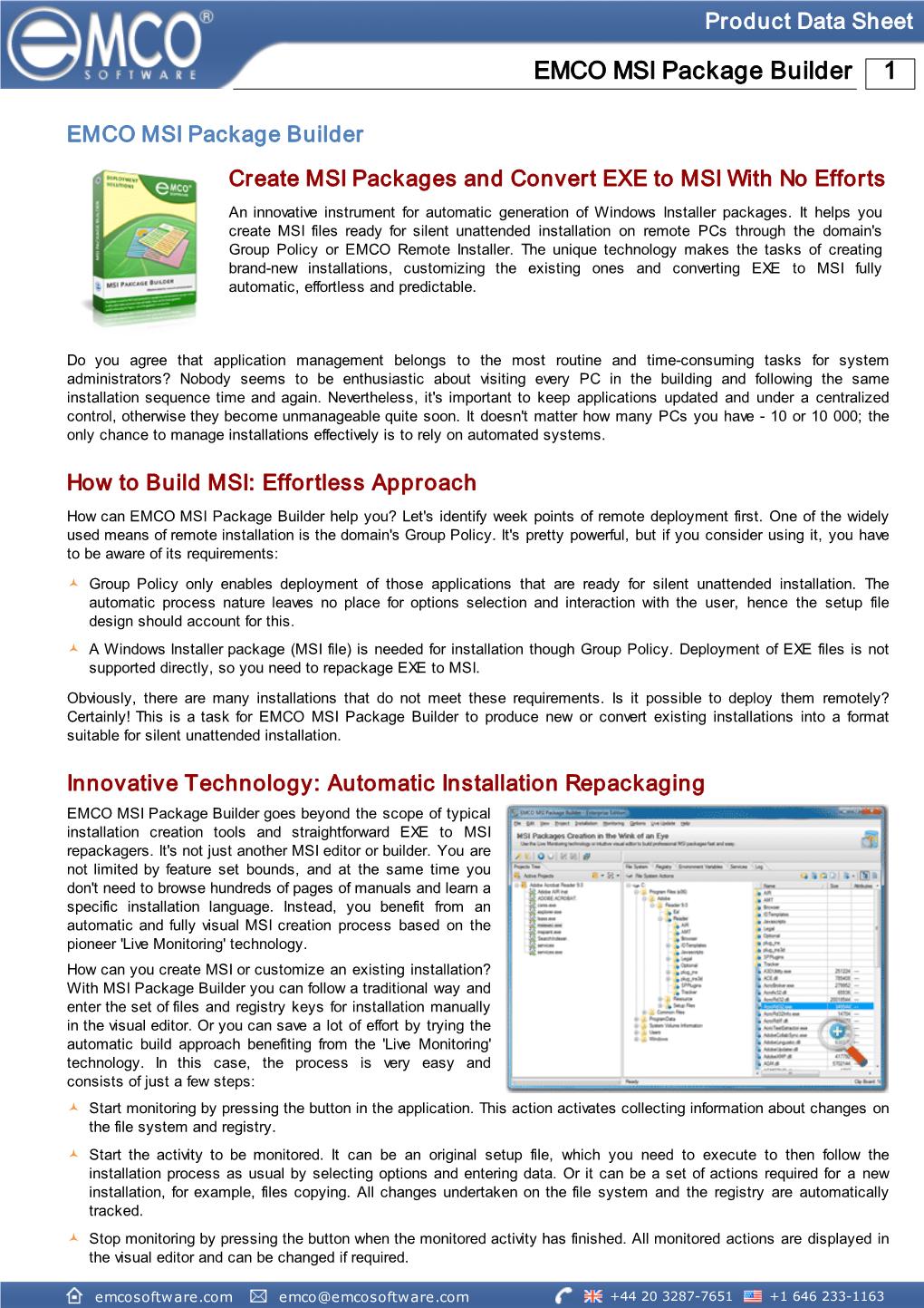 EMCO MSI Package Builder Datasheet