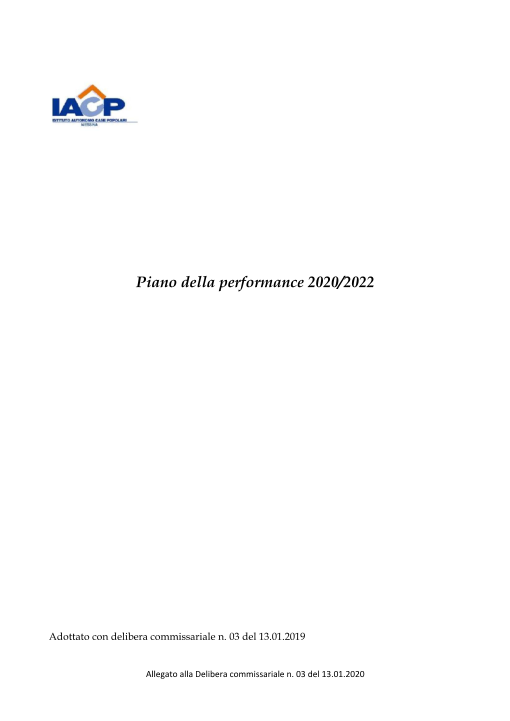 Piano Della Performance 2020/2022