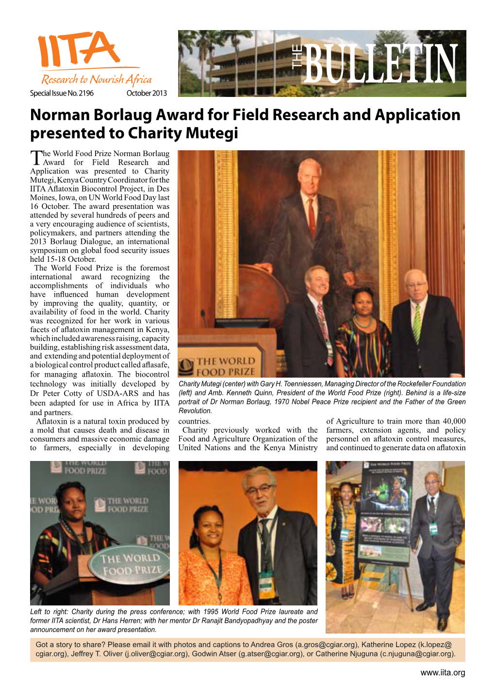 Norman Borlaug Award for Field Research and Application Presented to Charity Mutegi