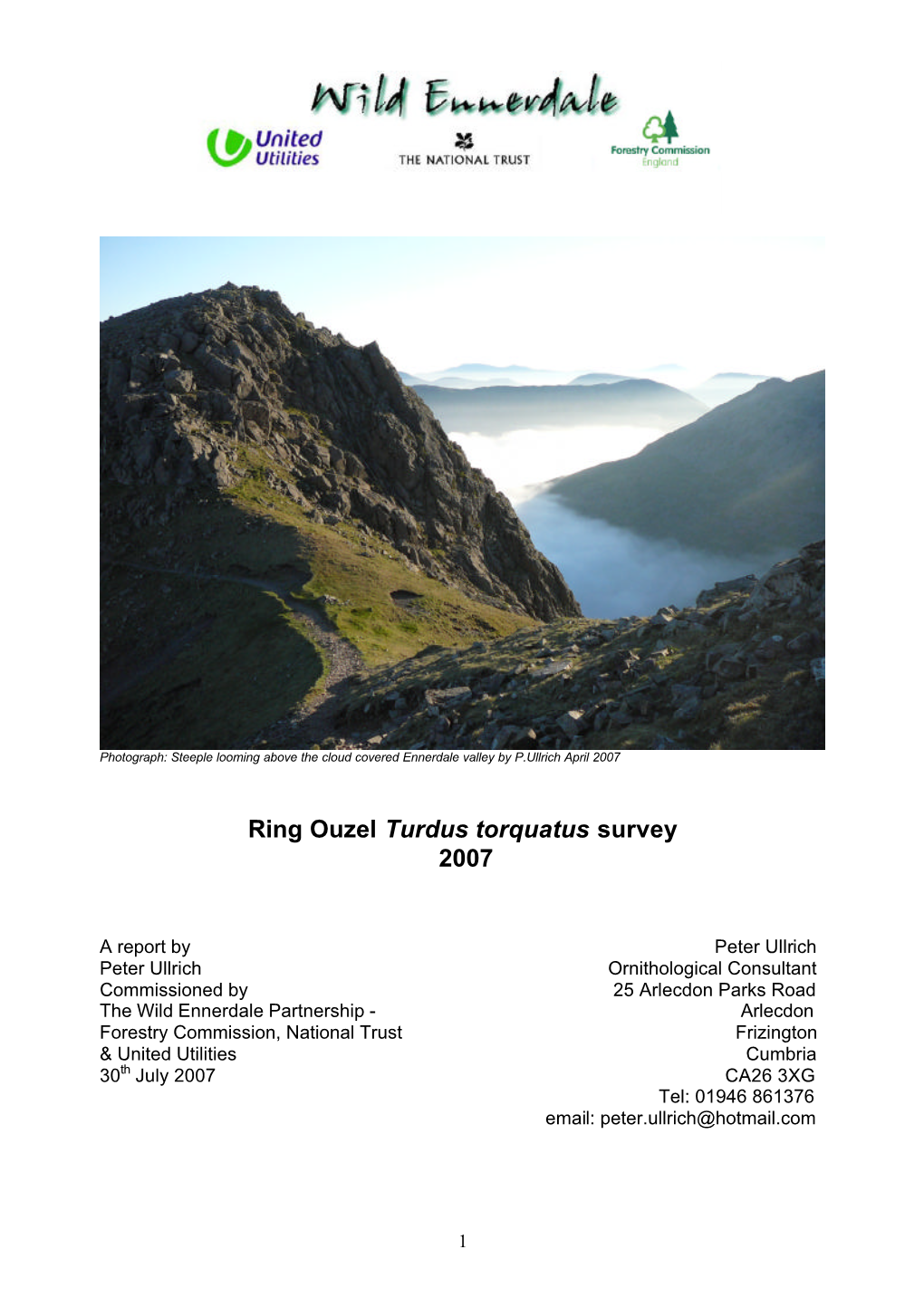 Wild Ennerdale Ring Ouzel Survey 2007