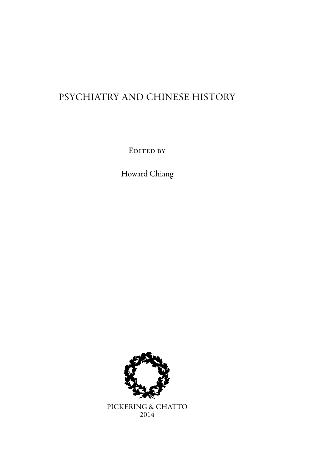 Psychiatry and Chinese History