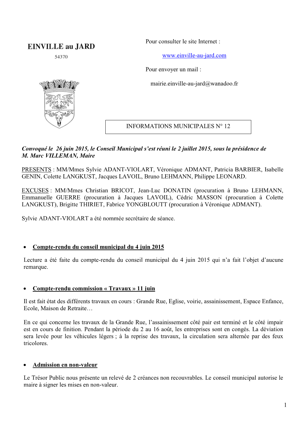 Convoqué Le 25 Février 2003, Le Conseil Municipal S'est Réuni Le