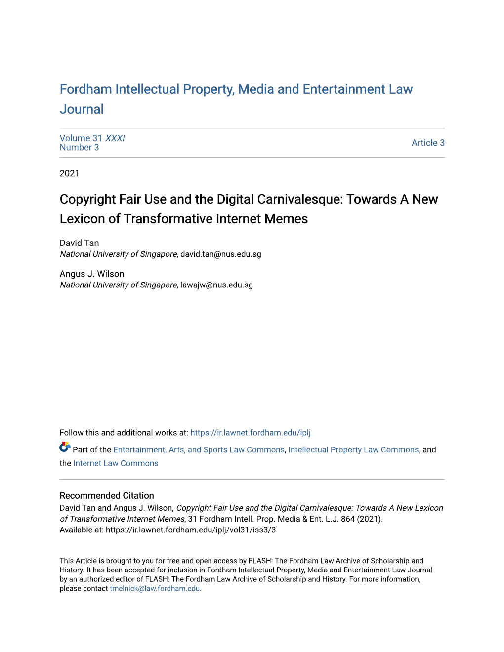 Copyright Fair Use and the Digital Carnivalesque: Towards a New Lexicon of Transformative Internet Memes