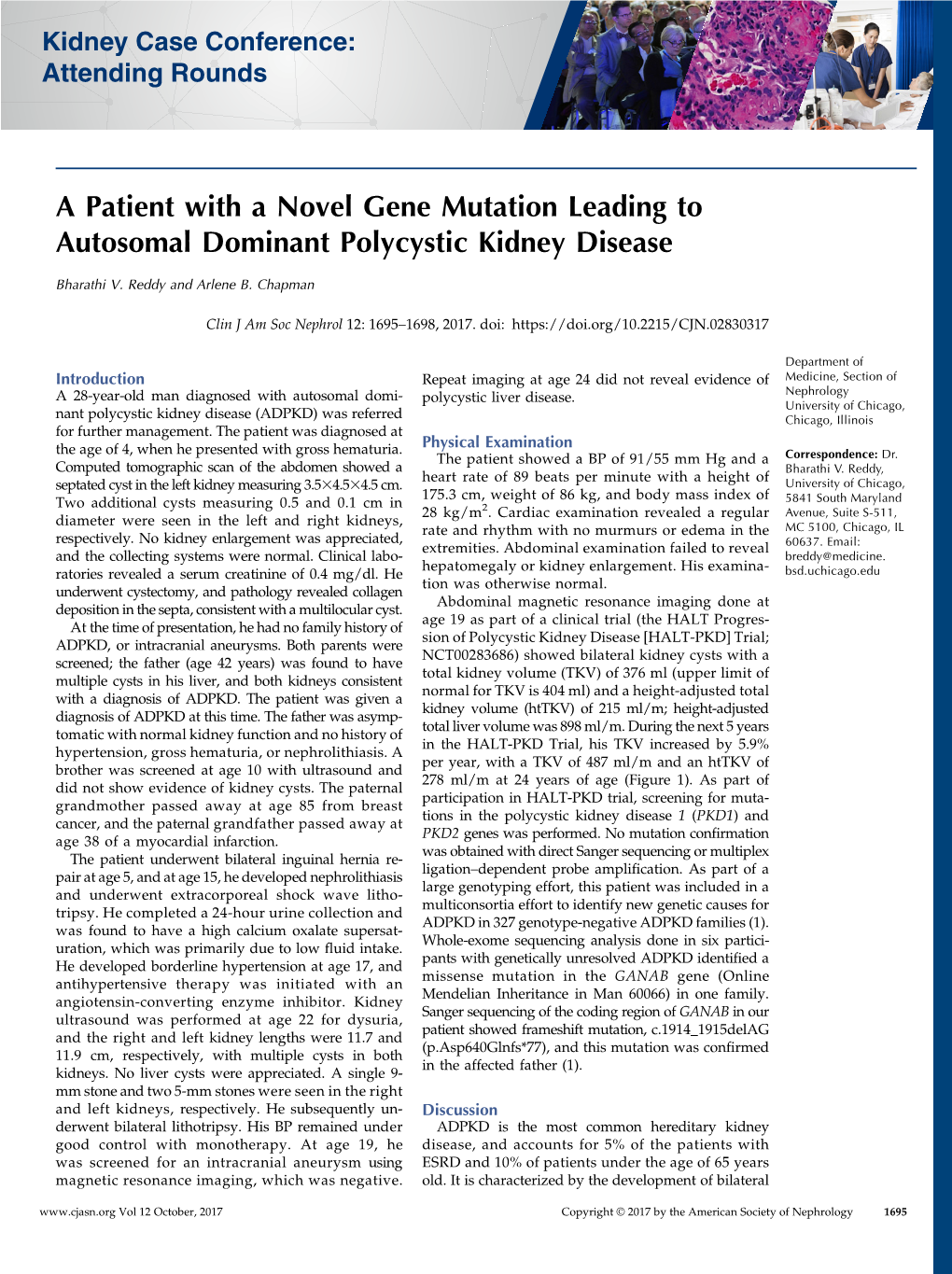 A Patient with a Novel Gene Mutation Leading to Autosomal Dominant Polycystic Kidney Disease