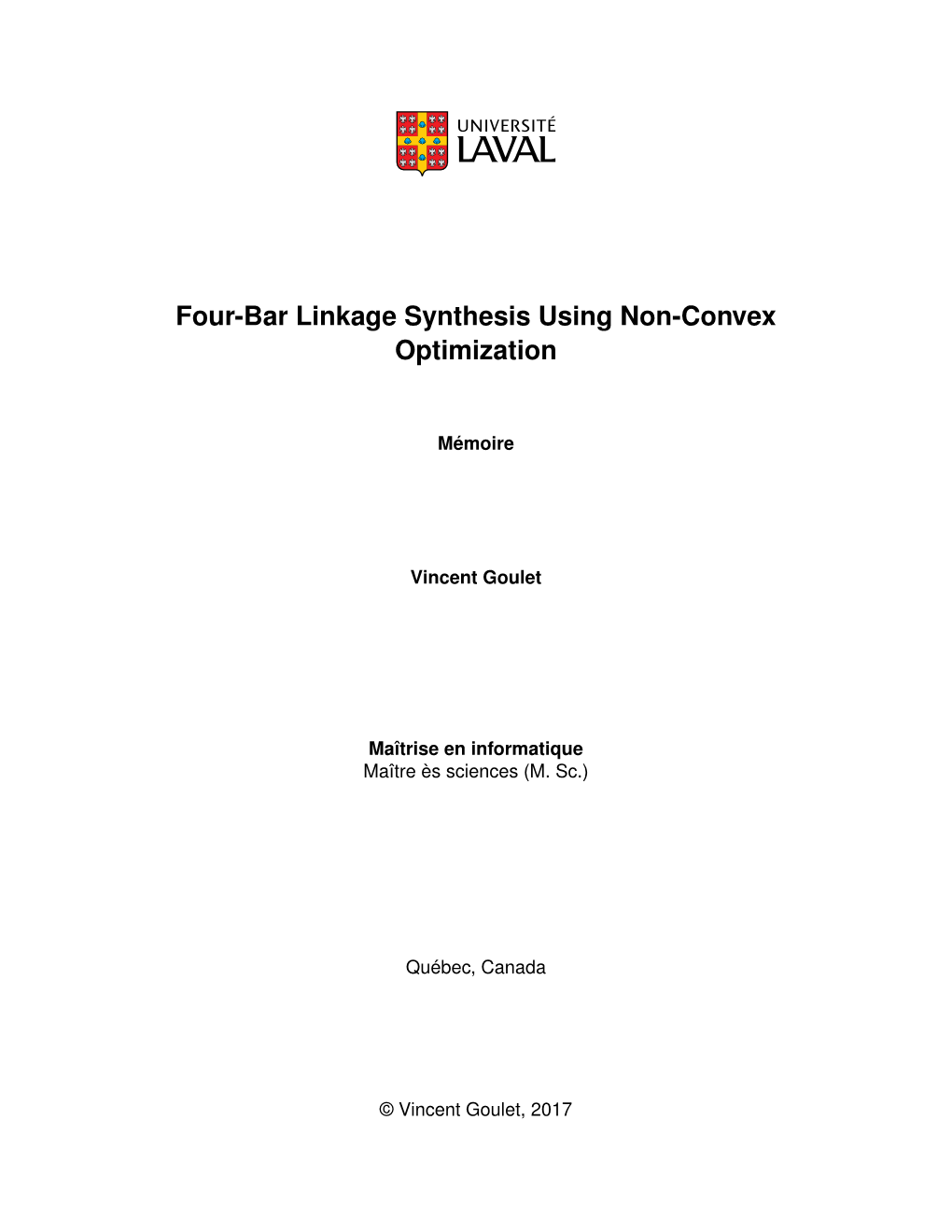 Four-Bar Linkage Synthesis Using Non-Convex Optimization