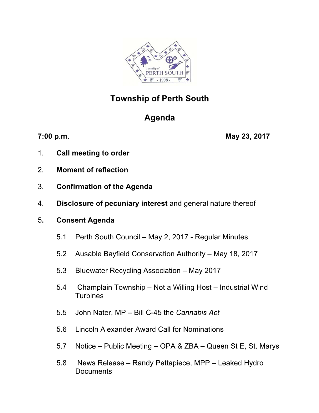 Township of Perth South Agenda