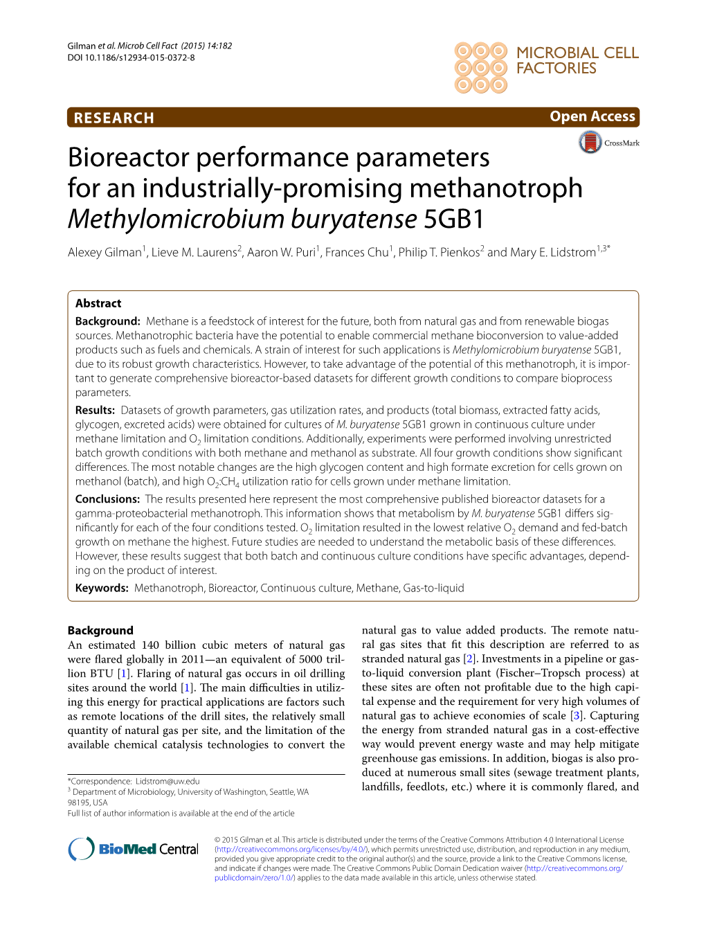 Bioreactor Performance Parameters for an Industrially-Promising