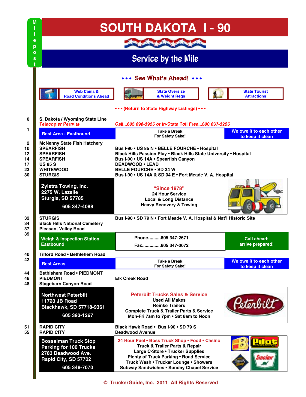 SOUTH DAKOTA I - 90 E P O S Service by the Mile T