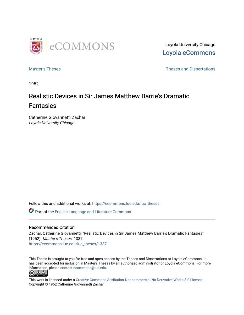 Realistic Devices in Sir James Matthew Barrie's Dramatic Fantasies