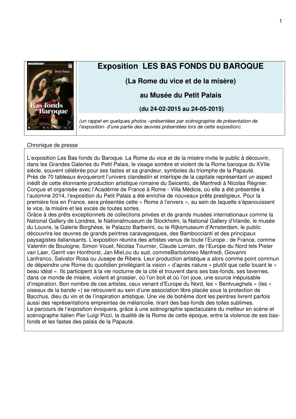 Expo Les Bas Fonds Du Baroque