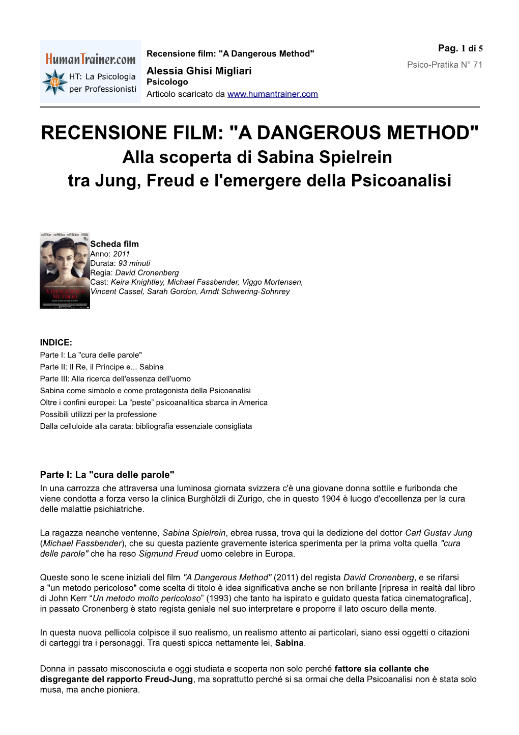 Recensione Film: "A Dangerous Method"