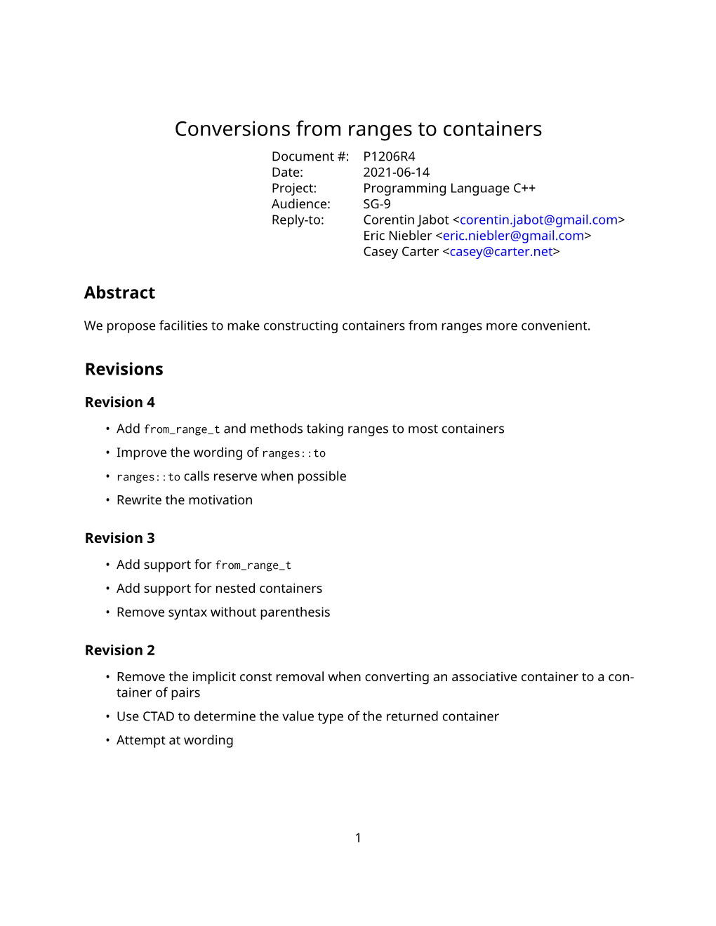 Conversions from Ranges to Containers