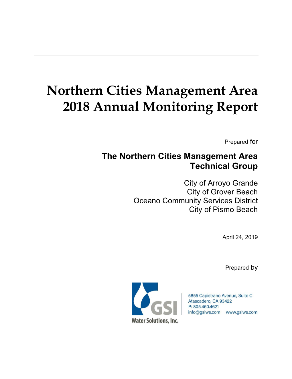 Northern Cities Management Area 2018 Annual Monitoring Report