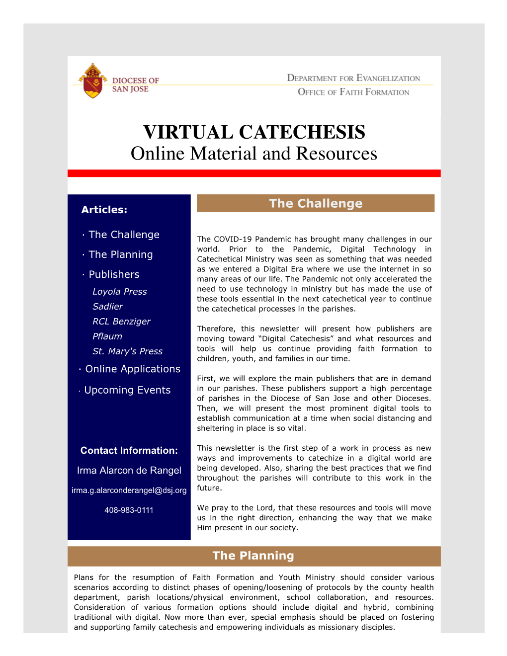 VIRTUAL CATECHESIS Online Material and Resources