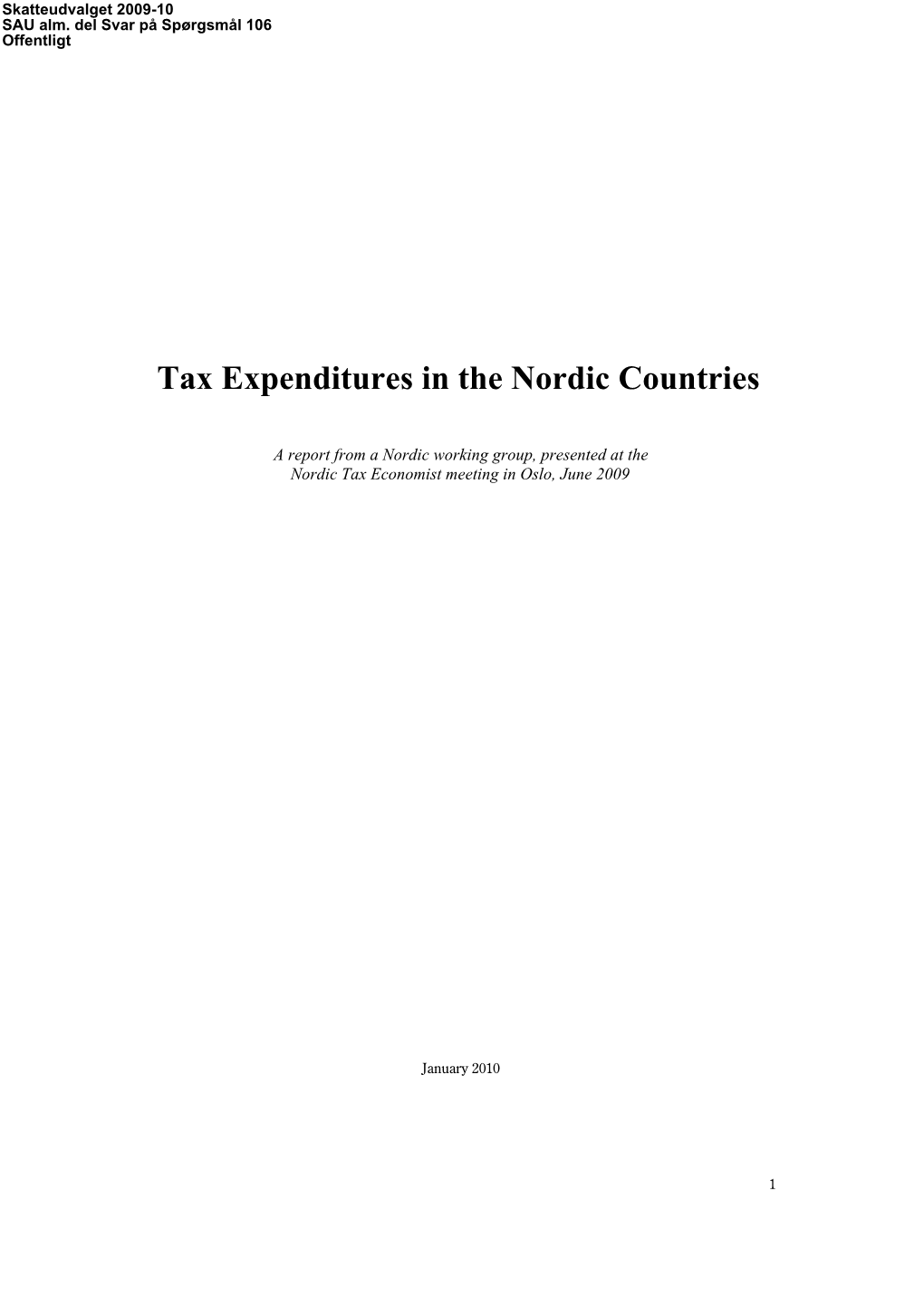 Tax Expenditures in the Nordic Countries