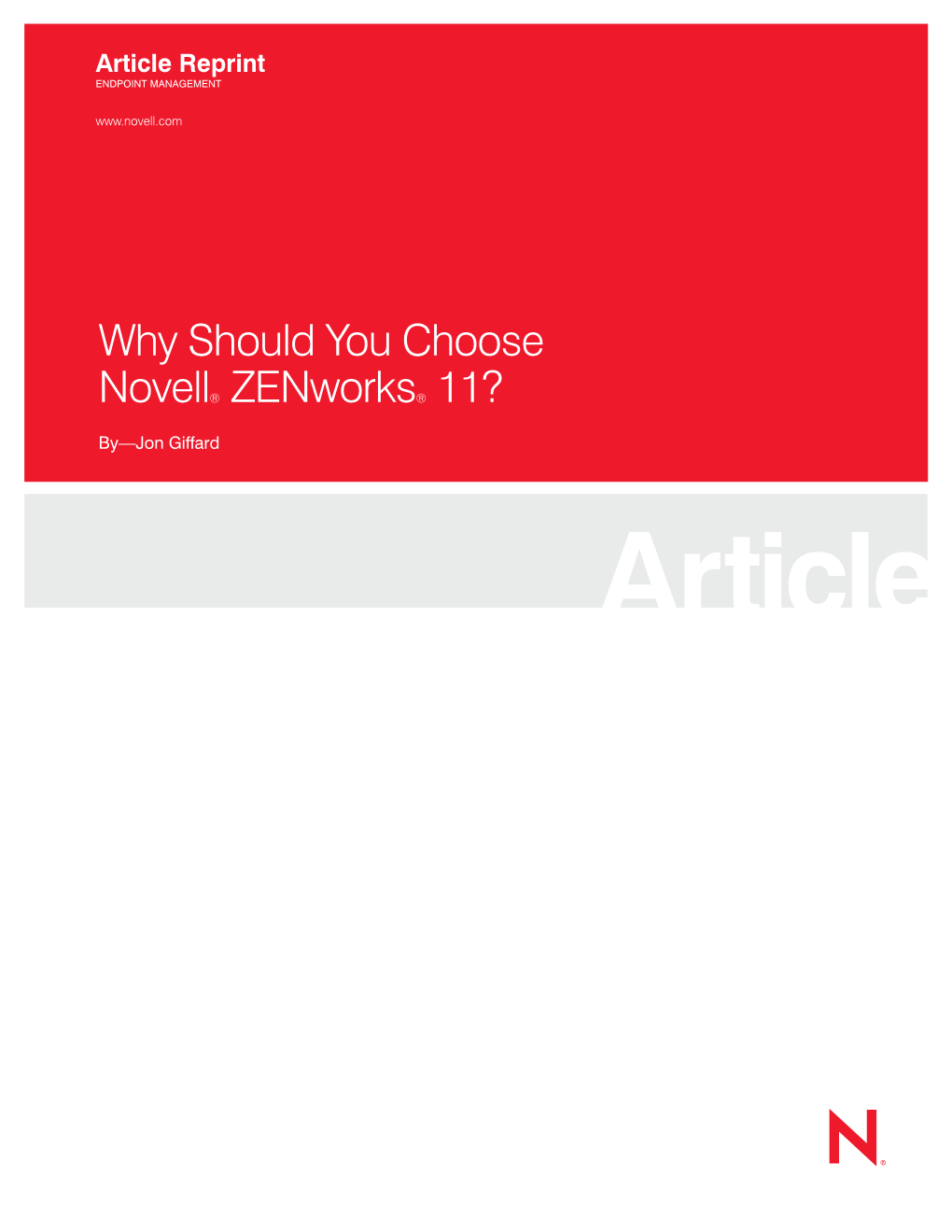 Why Should You Choose Novell® Zenworks®
