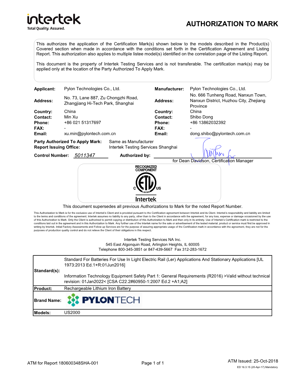 Constructional Data Report