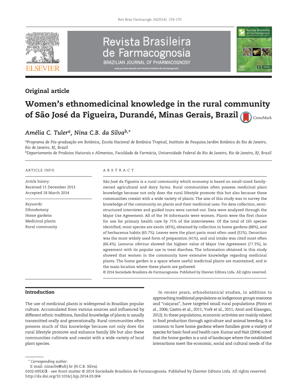 Women's Ethnomedicinal Knowledge in the Rural Community of São José