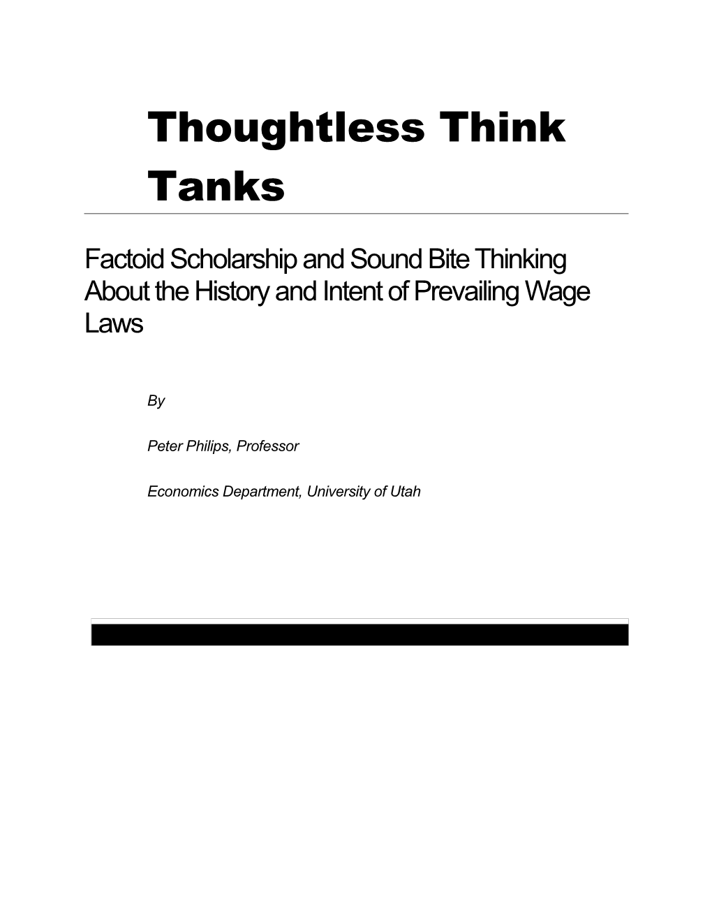 Thoughtless Think Tanks