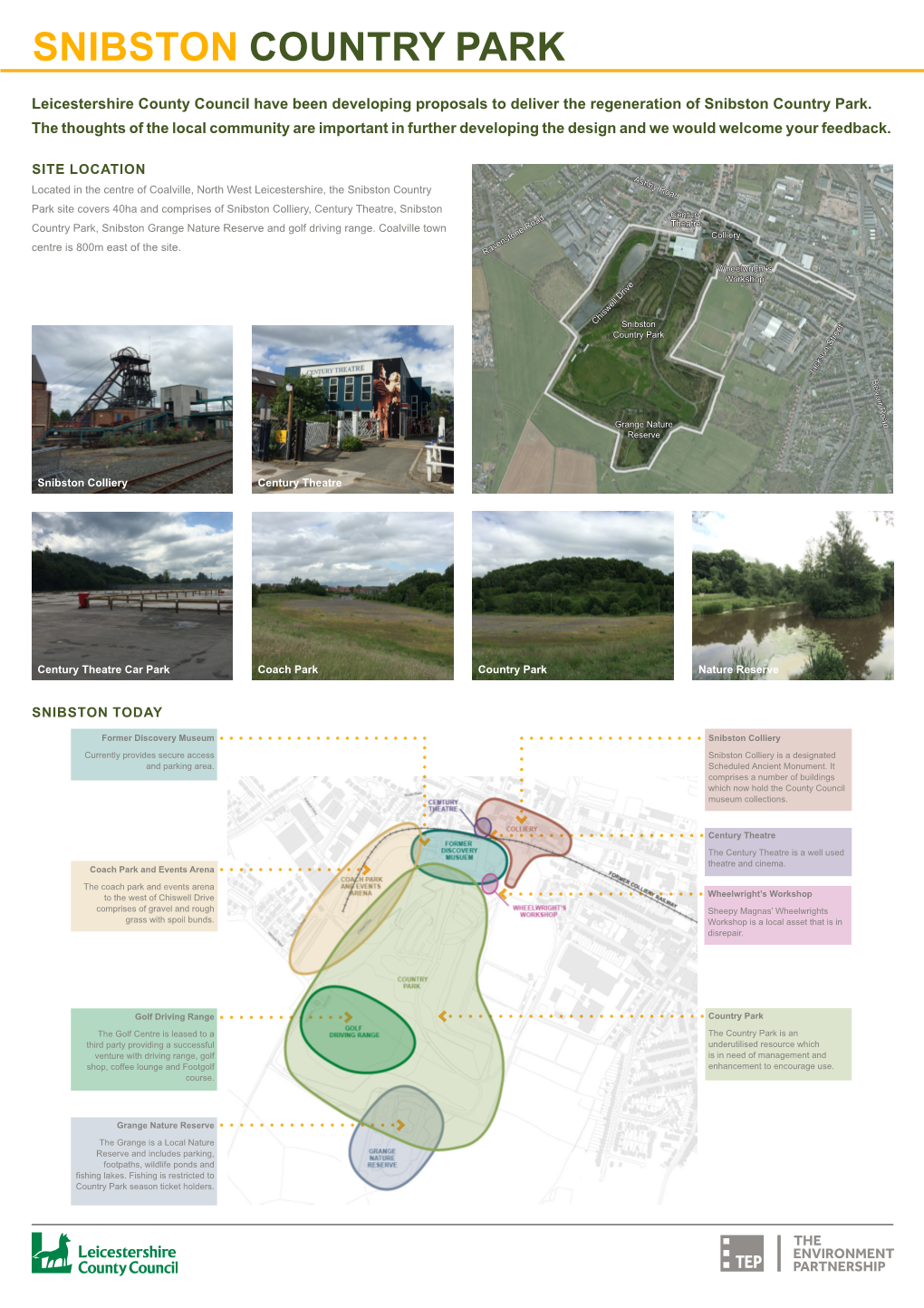 Leicestershire County Council Have Been Developing Proposals to Deliver the Regeneration of Snibston Country Park. the Thoughts