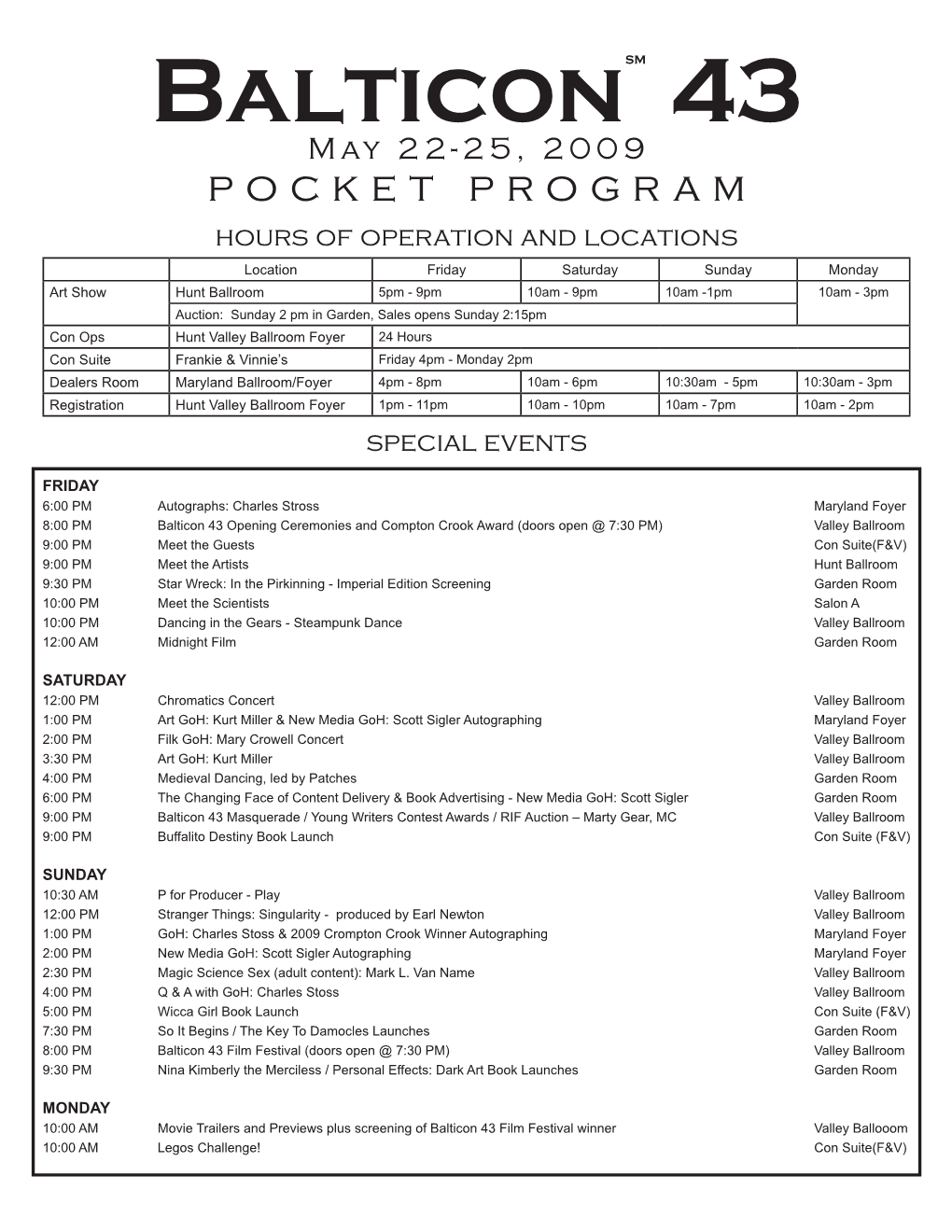 Balticon 43 Pocket Schedule