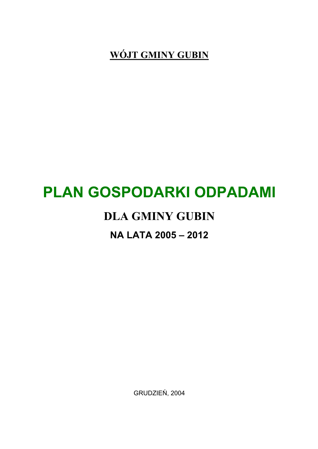 Plan Gospodarki Odpadami