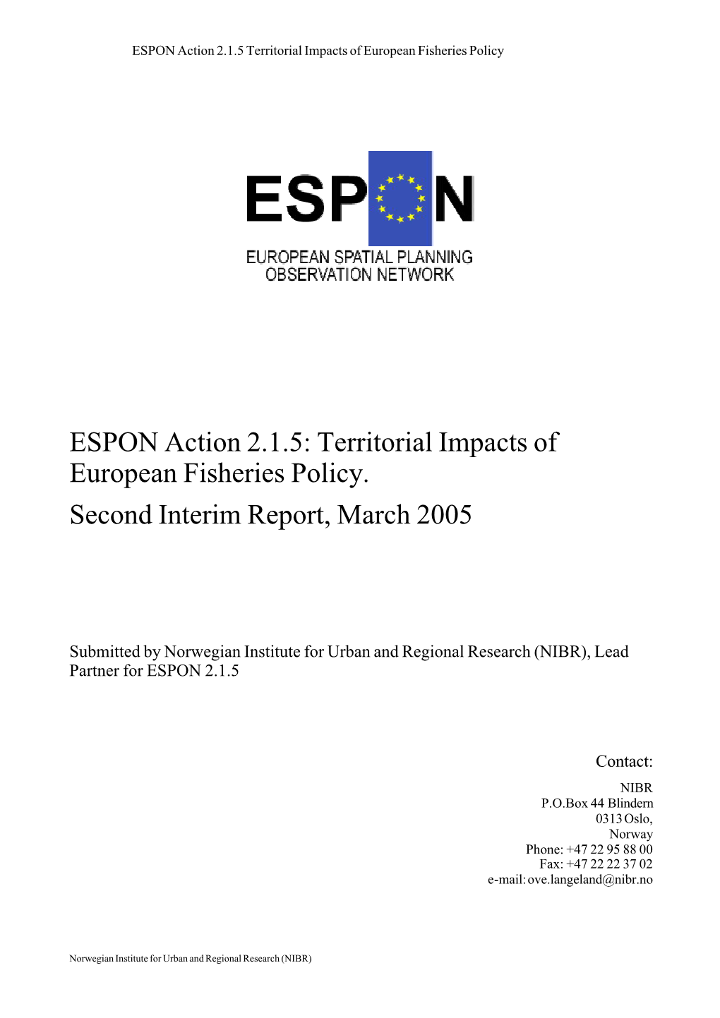 2.1.5 Territorial Impacts of European Fisheries Policy