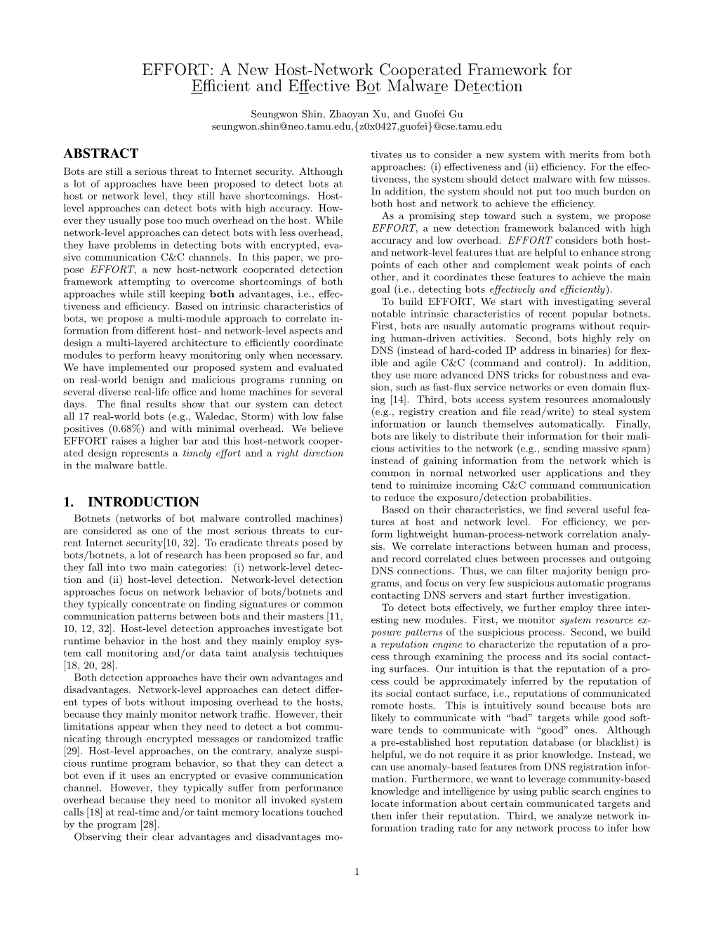 EFFORT: a New Host-Network Cooperated Framework for Efficient