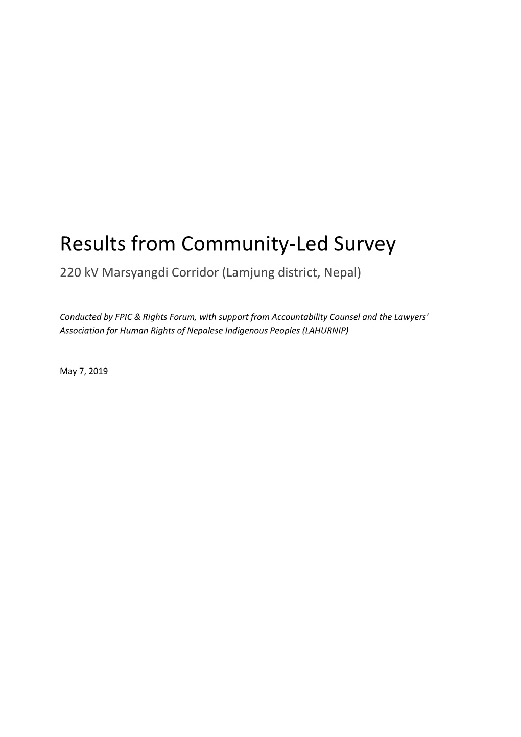 5.7.19 Nepal Lamjung Survey Report FINAL