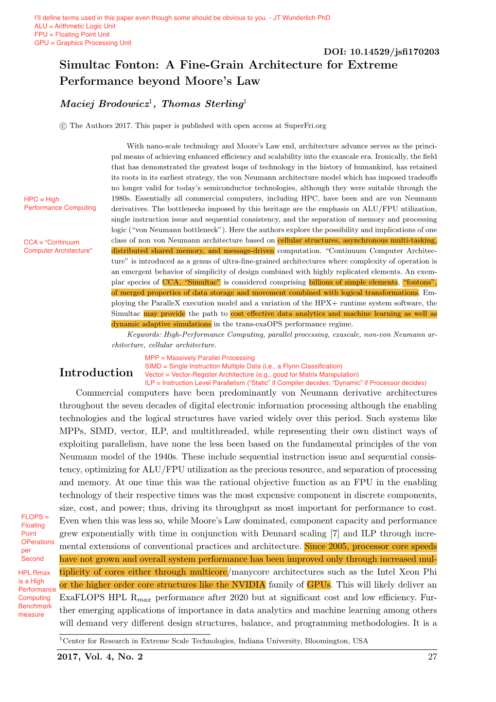 Simultac Fonton: a Fine-Grain Architecture for Extreme Performance Beyond Moore’S Law