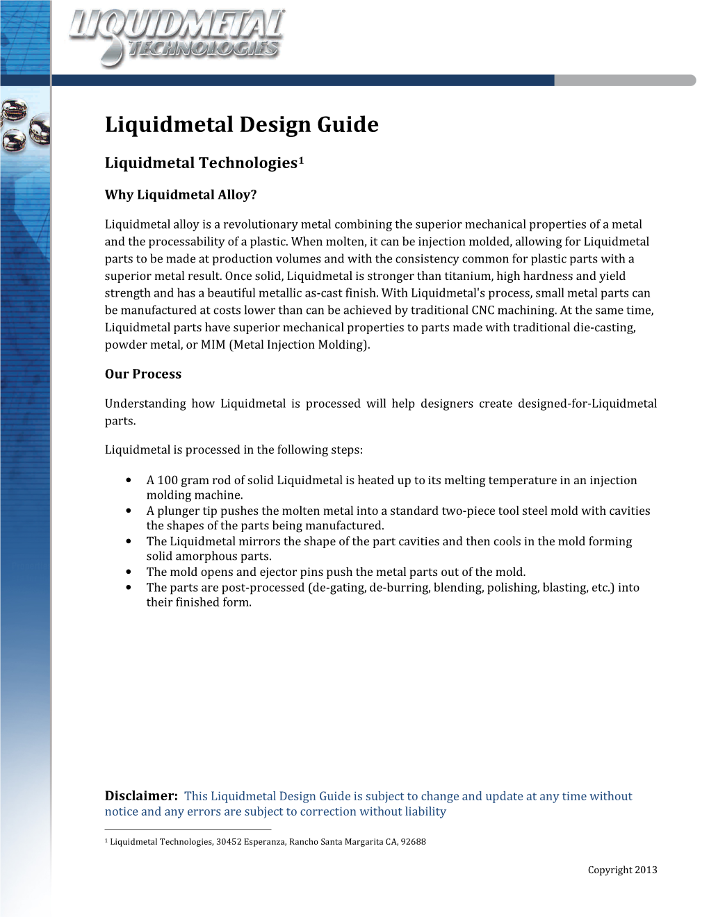 Liquidmetal Design Guide